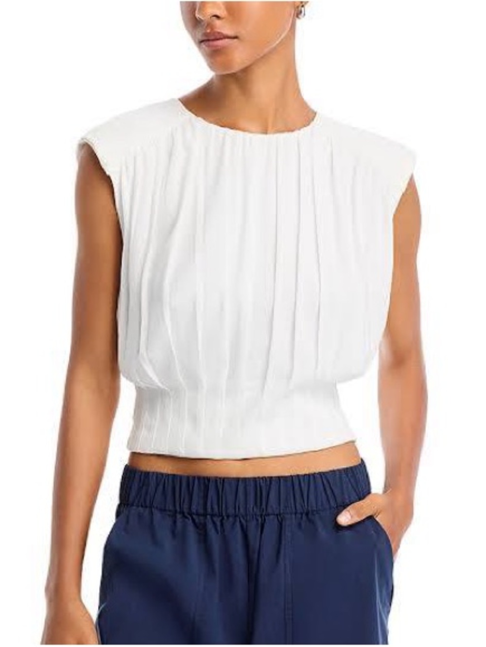 NWT Jason Wu White Pleated Sleeveless Crop Top
